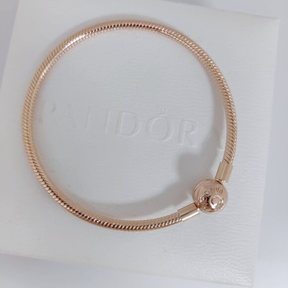 Pandora Moments Snake Chain Bracelet Rose gold plated 7.9 inch - Picture 3 of 5